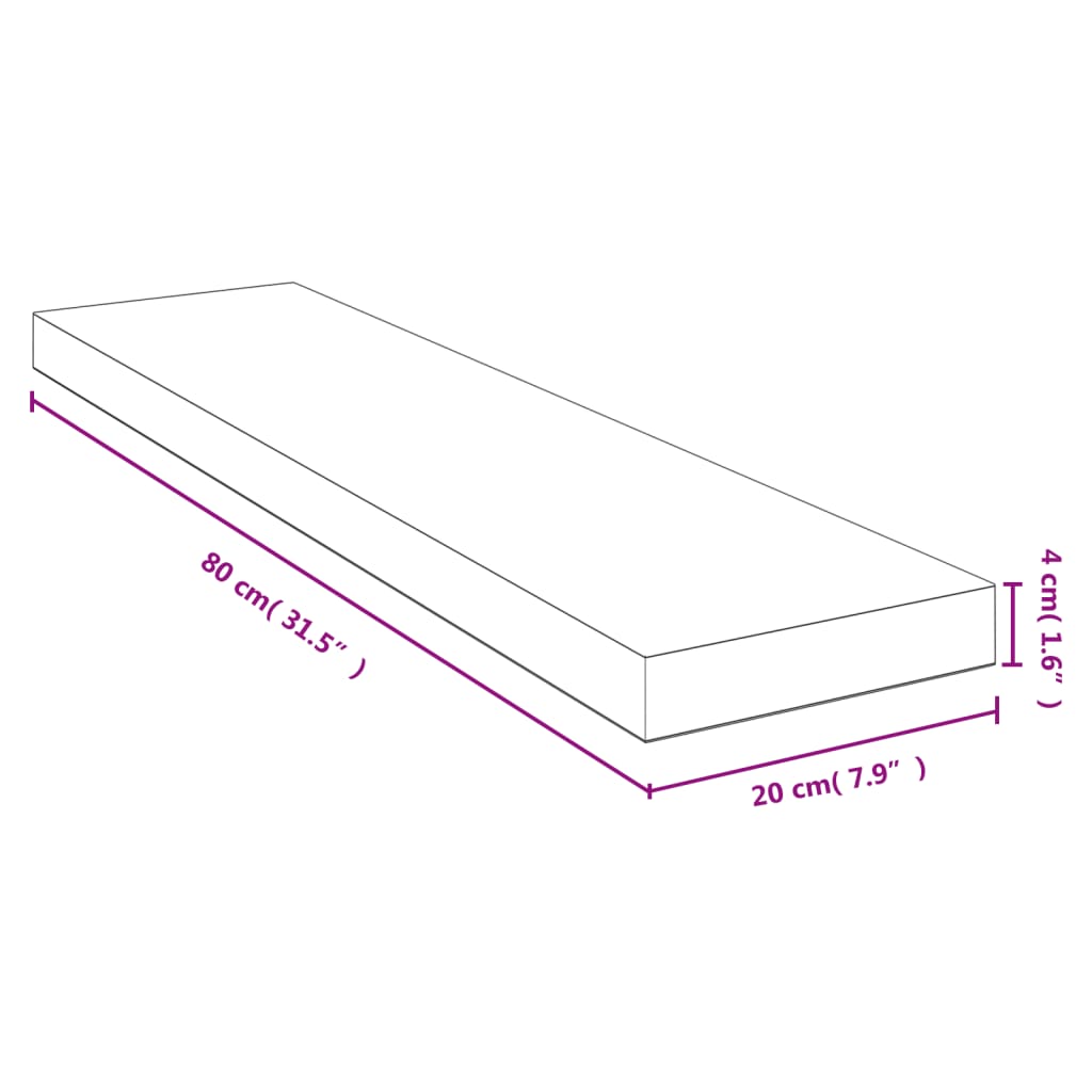 væghylde 80x20x4 cm bambus