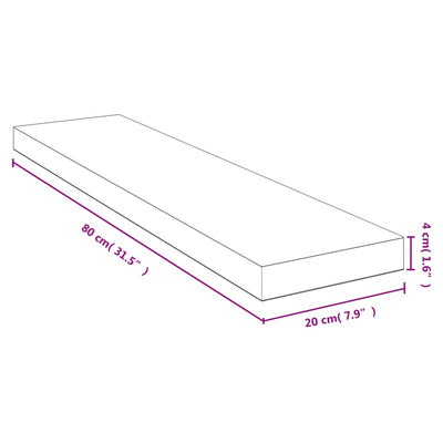 væghylde 80x20x4 cm bambus