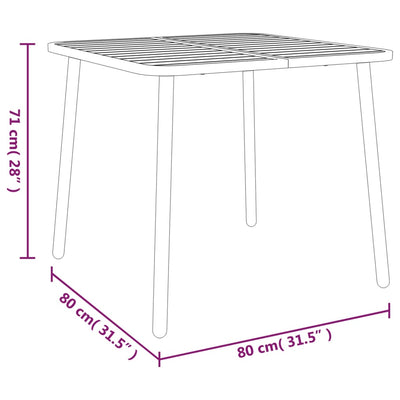 havebord 80x80x71 cm stål antracitgrå