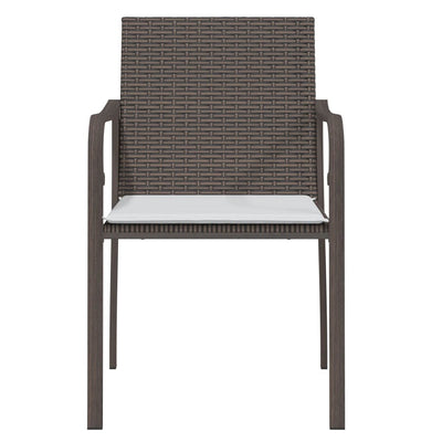 havestole med hynder 2 stk. 56x59x84 cm polyrattan brun