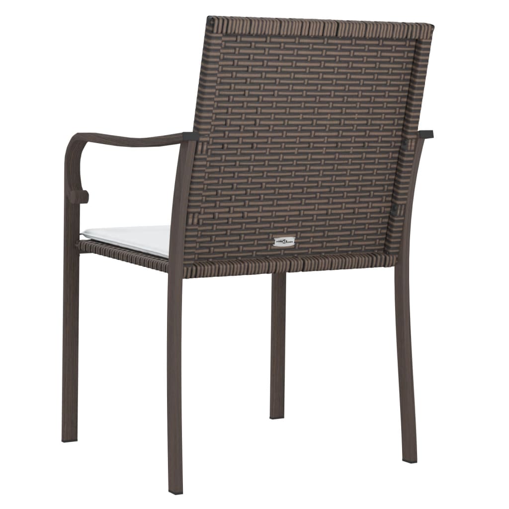 havestole med hynder 2 stk. 56x59x84 cm polyrattan brun