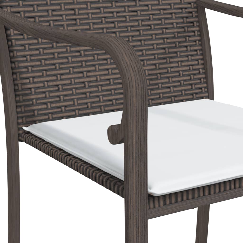 havestole med hynder 2 stk. 56x59x84 cm polyrattan brun