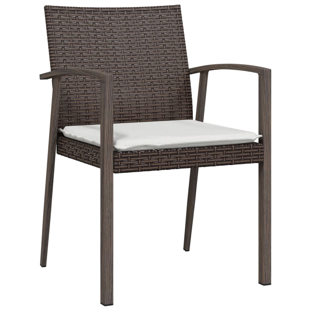 havestole med hynder 2 stk. 56,5x57x83 cm polyrattan brun