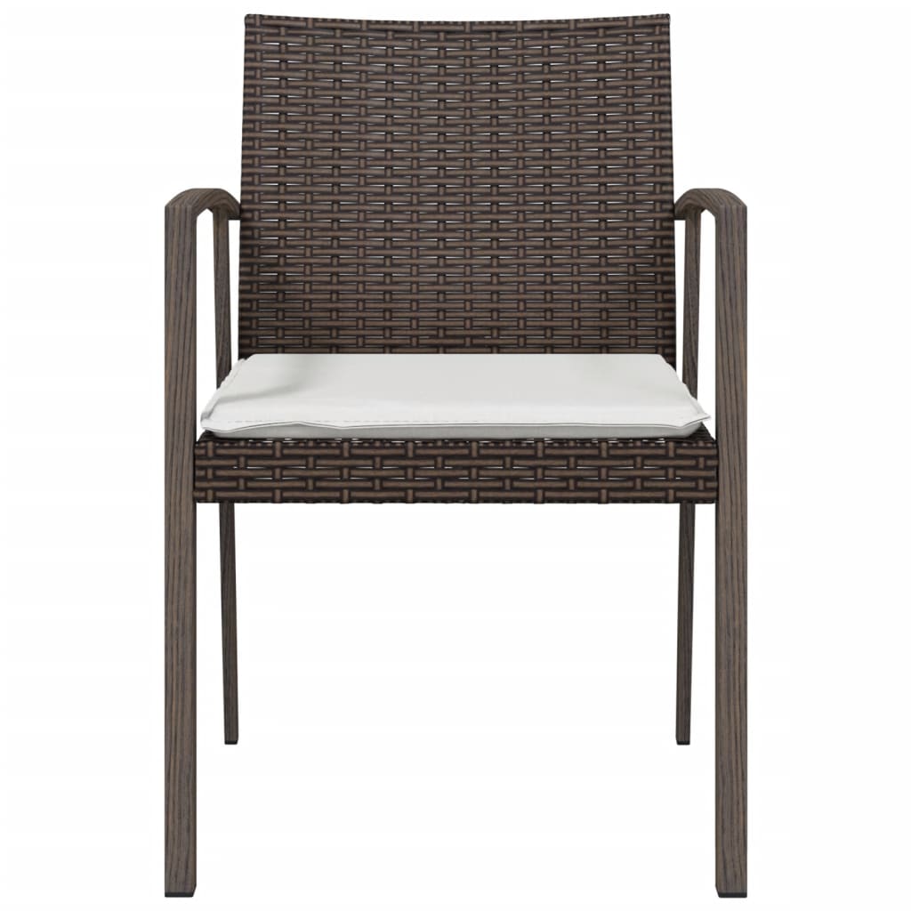 havestole med hynder 2 stk. 56,5x57x83 cm polyrattan brun