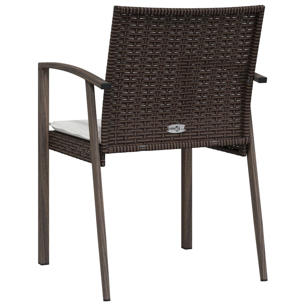 havestole med hynder 2 stk. 56,5x57x83 cm polyrattan brun