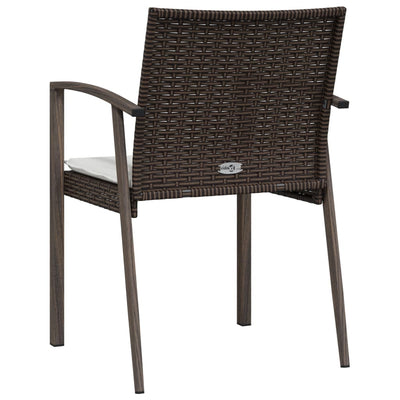 havestole med hynder 2 stk. 56,5x57x83 cm polyrattan brun