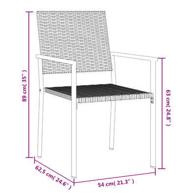 havestole 2 stk. 54x62,5x89 cm polyrattan sort