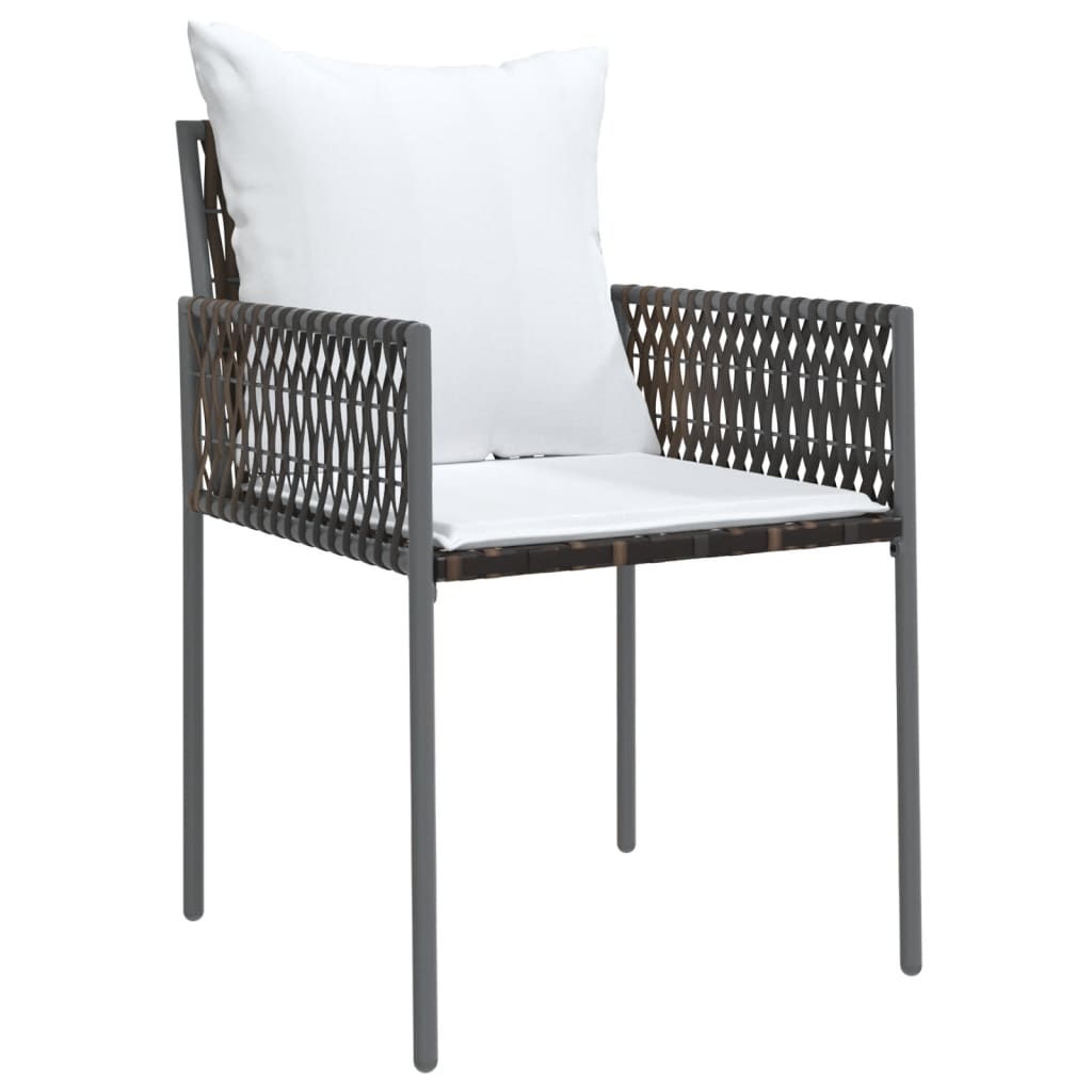 havestole med hynder 2 stk. 46x61x83 cm polyrattan brun