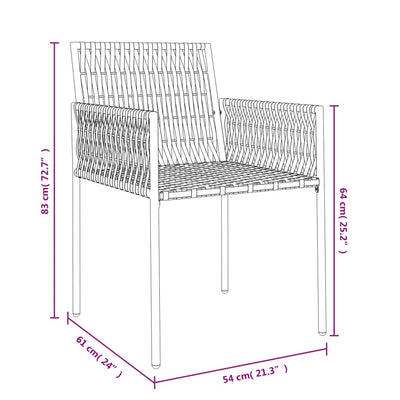 havestole med hynder 2 stk. 46x61x83 cm polyrattan brun