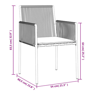 havestole med hynder 2 stk. 54x60,5x83,5 cm polyrattan sort