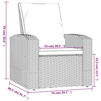 positionsstol med hynder polyrattan sort