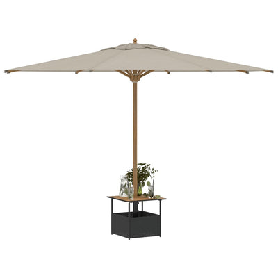 havebord med parasolhul 55x55x46,5 cm polyrattan sort