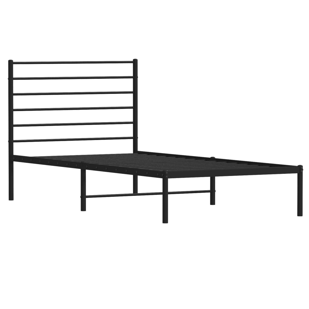 sengeramme med sengegavl 75x190 cm metal sort