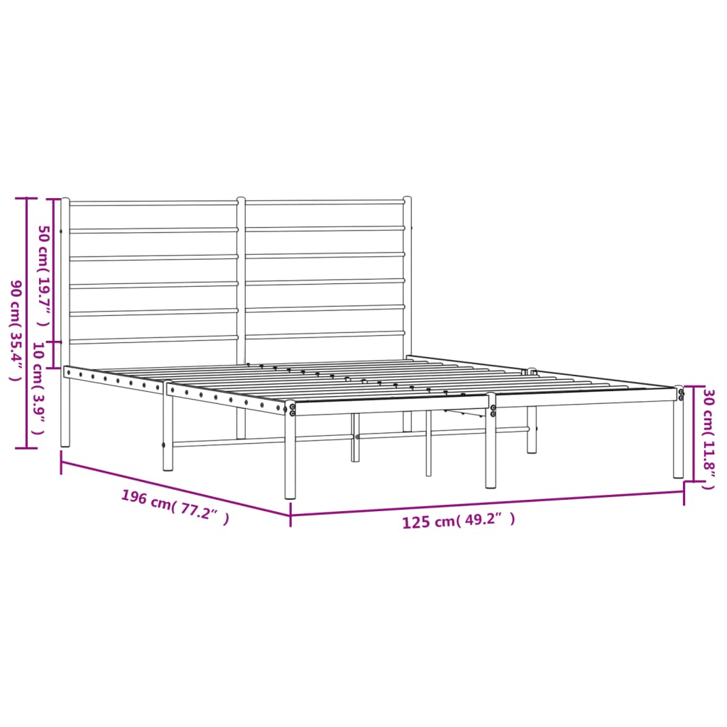 sengeramme med sengegavl 120x190 cm metal sort