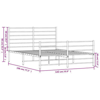 sengeramme med sengegavl og fodgærde 135x190 cm metal sort