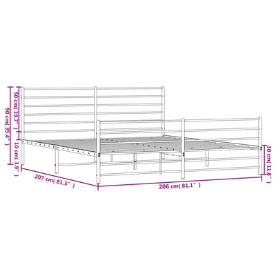 sengeramme med sengegavl og fodgærde 200x200 cm metal sort