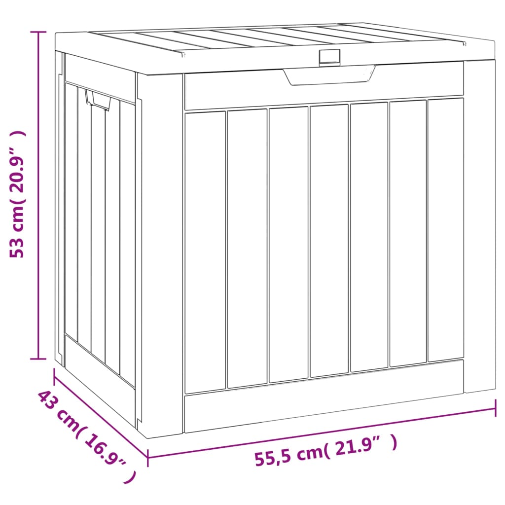 opbevaringskasse til haven 55,5x43x53 cm polypropylen sort