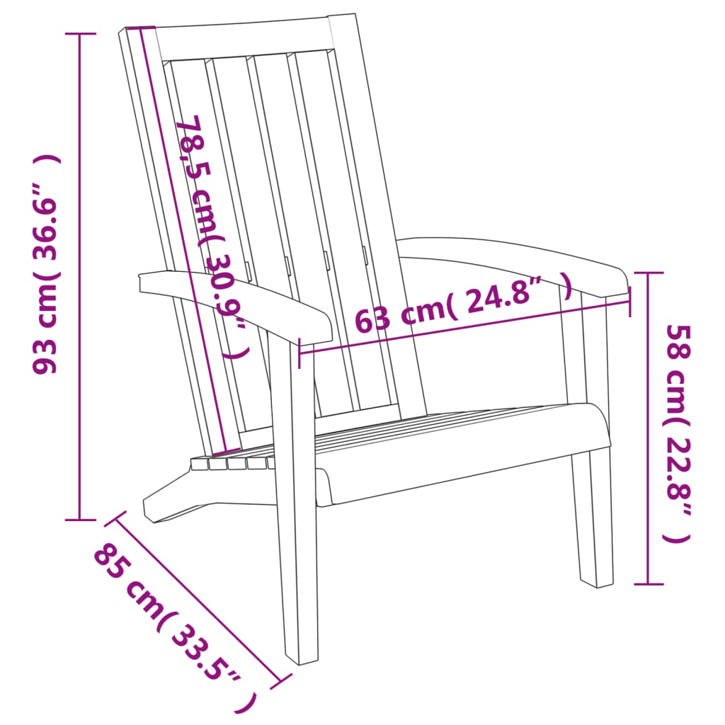 Adirondack-havestole 2 stk. polypropylen sort