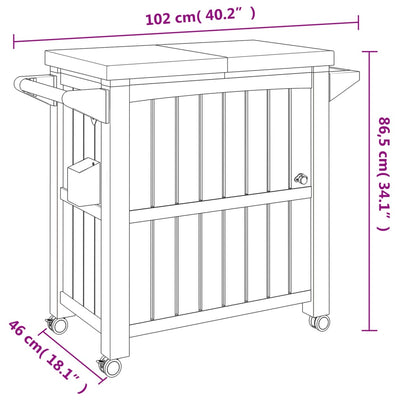 3-i-1 serveringsvogn polypropylen sort