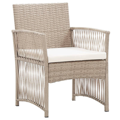 havestole med hynder 2 stk. polyrattan beige