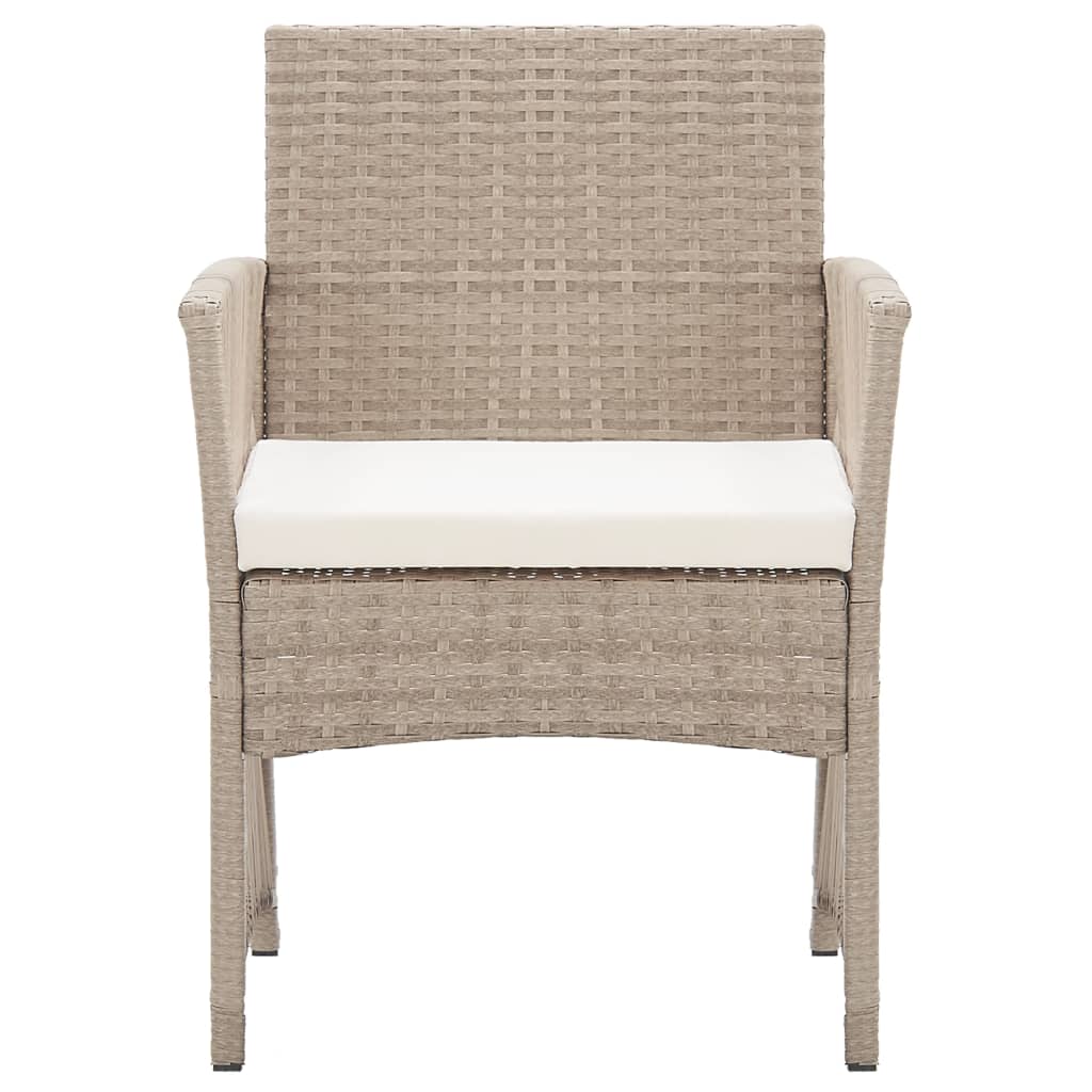 havestole med hynder 2 stk. polyrattan beige