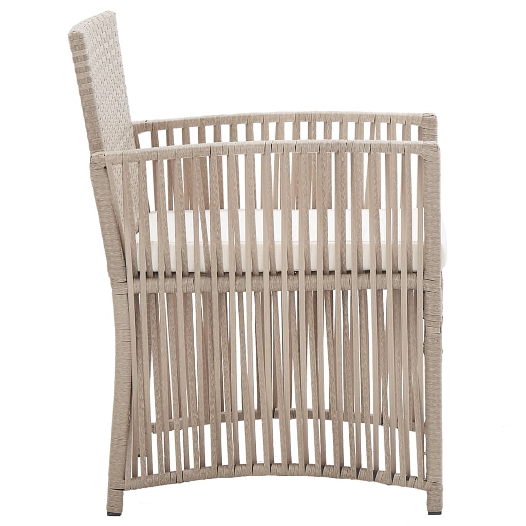 havestole med hynder 2 stk. polyrattan beige