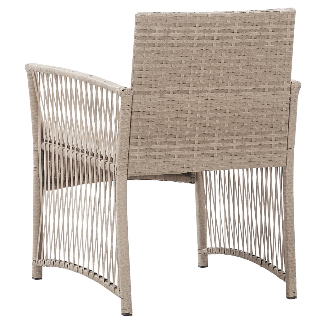 havestole med hynder 2 stk. polyrattan beige