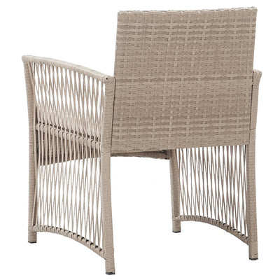 havestole med hynder 2 stk. polyrattan beige