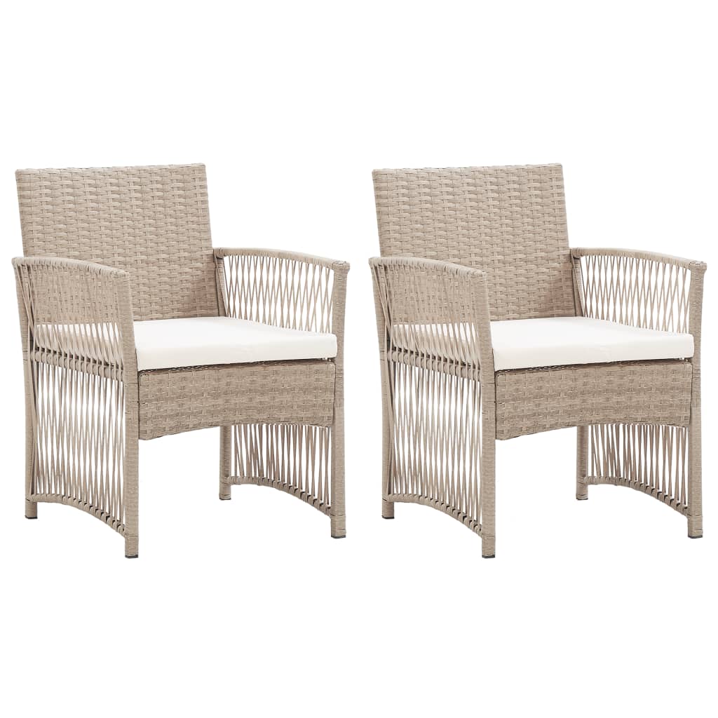 havestole med hynder 2 stk. polyrattan beige