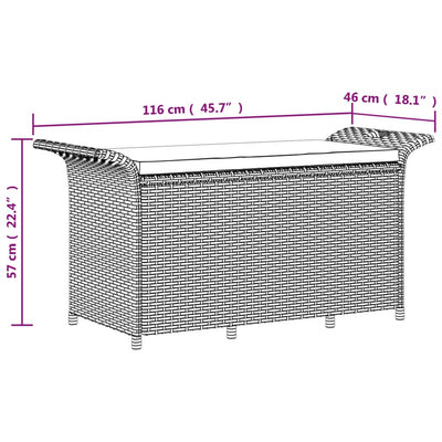 havebænk med hynde 116x46x57 cm polyrattan brun