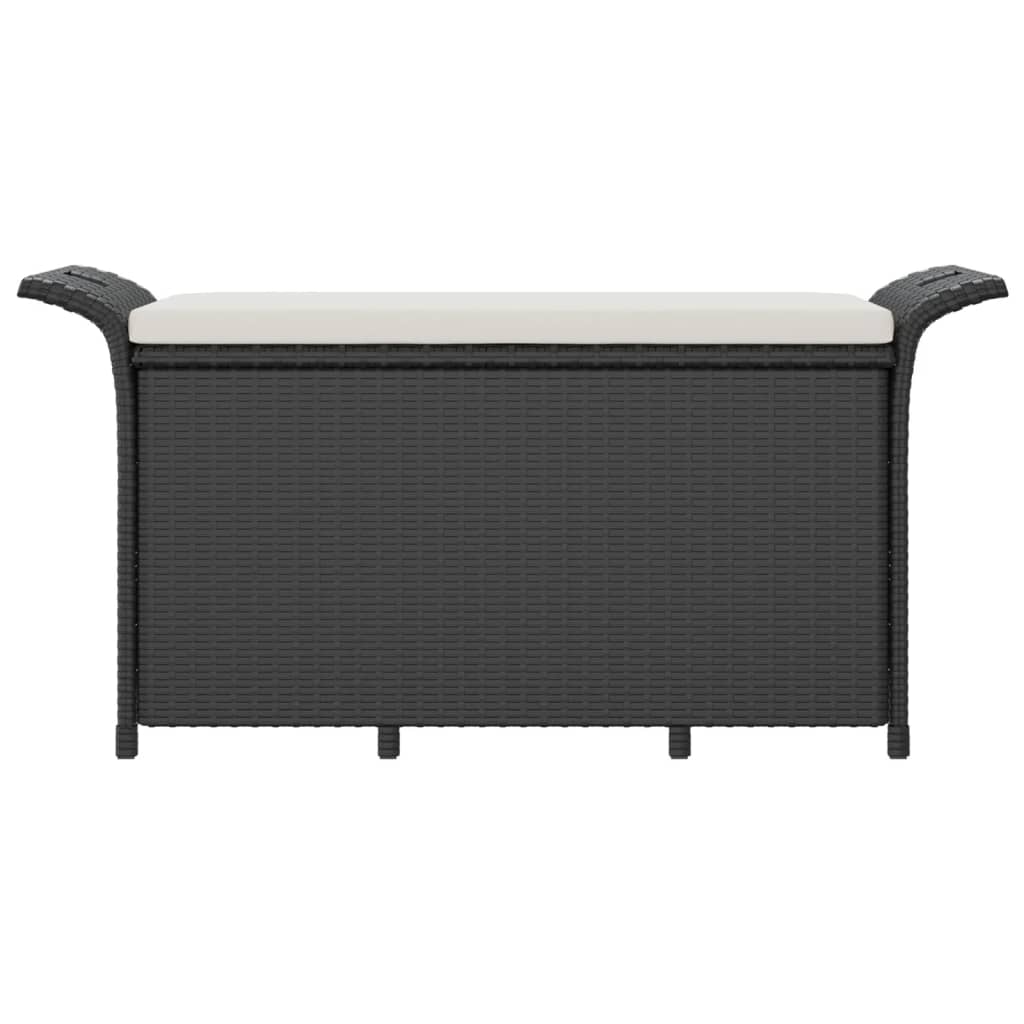 havebænk med hynde 116x46x57 cm polyrattan sort