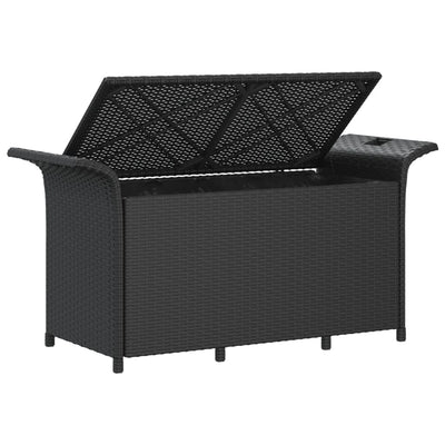 havebænk med hynde 116x46x57 cm polyrattan sort