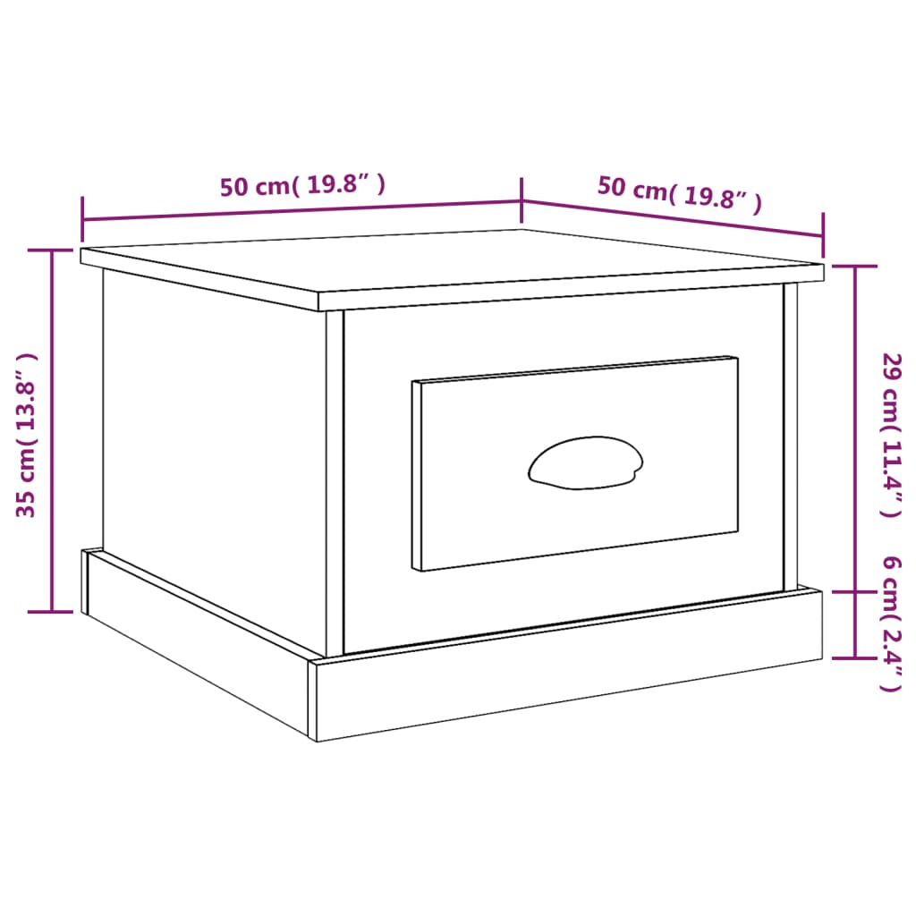 sofabord 50x50x35 cm konstrueret træ hvid