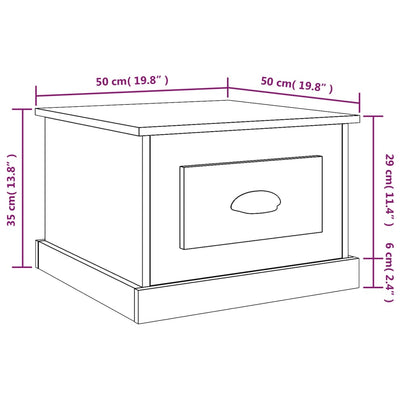 sofabord 50x50x35 cm konstrueret træ hvid