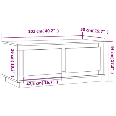 sofabord 102x50x44 cm konstrueret træ hvid højglans