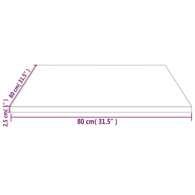 bordplade 80x80x2,5 cm firkantet massivt fyrretræ hvid