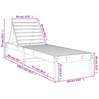 liggestole 2 stk. med bord massivt douglasgran