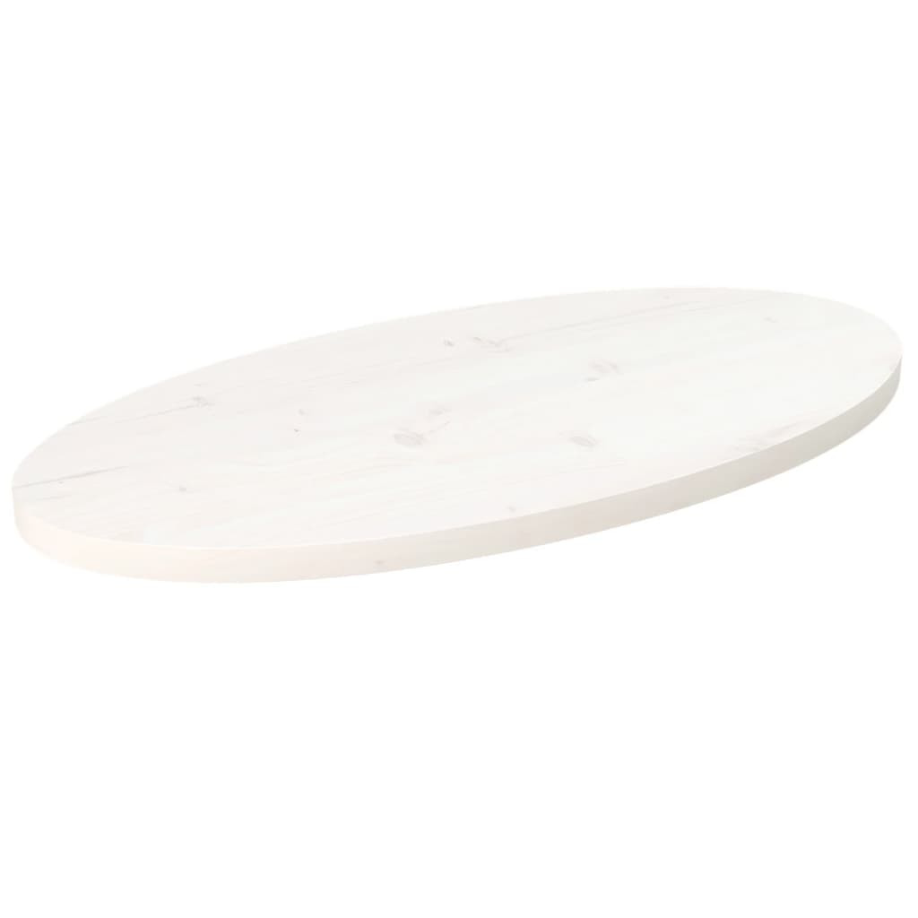 bordplade 80x40x2,5 cm oval massivt fyrretræ hvid