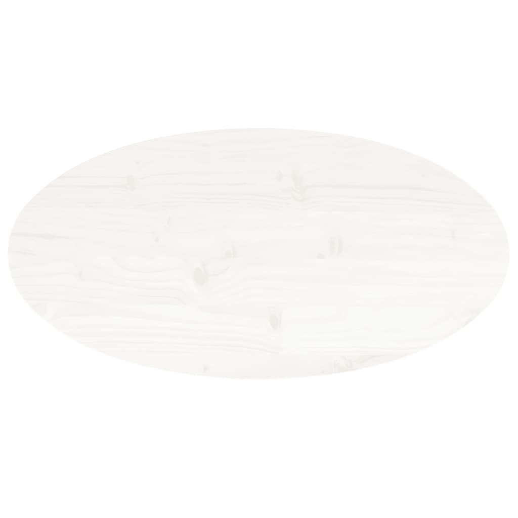 bordplade 80x40x2,5 cm oval massivt fyrretræ hvid