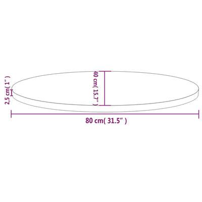 bordplade 80x40x2,5 cm oval massivt fyrretræ hvid