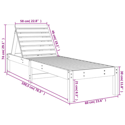 liggestole 2 stk. 199,5x60x74 cm massivt fyrretræ