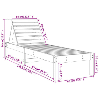 liggestole 2 stk. 199,5x60x74 cm massivt fyrretræ grå