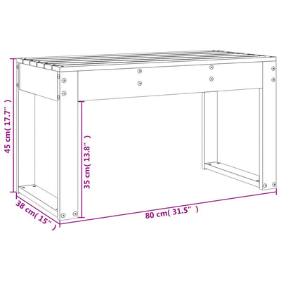 havebænk 80x38x45 cm massivt fyrretræ hvid