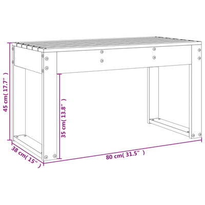 havebænk 80x38x45 cm massivt fyrretræ sort