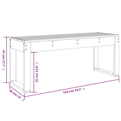 havebænk 110x38x45 cm massivt fyrretræ hvid