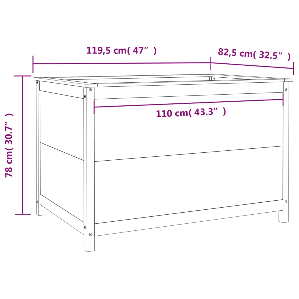 højbed 119,5x82,5x78 cm massivt fyrretræ grå