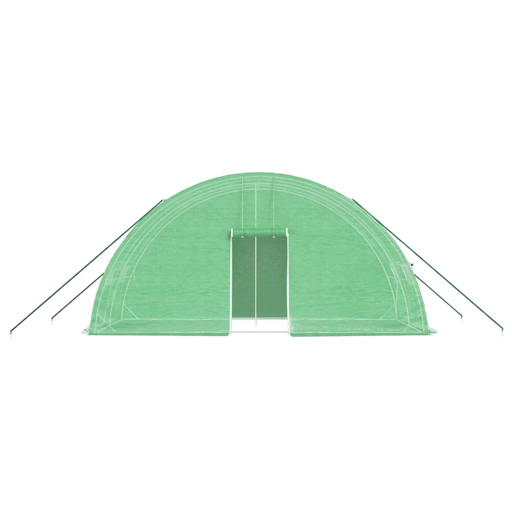 drivhus med stålstel 12 m² 6x2x2,85 m grøn