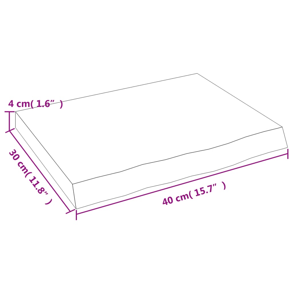 væghylde 40x30x(2-4) cm ubehandlet massivt egetræ