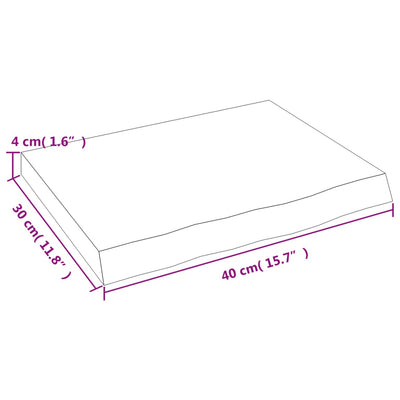 væghylde 40x30x(2-4) cm ubehandlet massivt egetræ