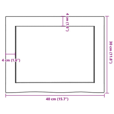 væghylde 40x30x(2-4) cm ubehandlet massivt egetræ